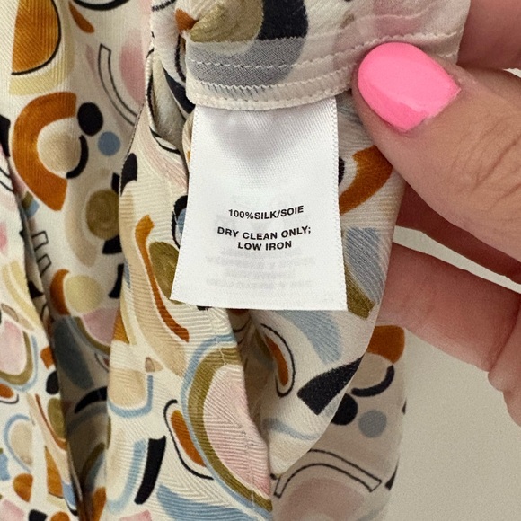 Lafayette 148 New York Geometric Print Silk Multicolor Blouse - Picture 7 of 8